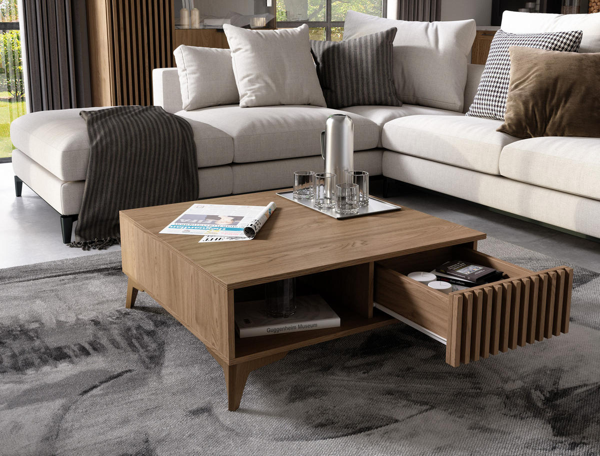 COUCHTISCH - Kaffeetisch Entia Artisan - Eiche Artisan, Holzwerkstoff (80/80/32cm) - Möblo