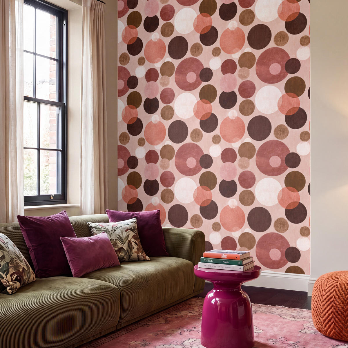 TAPETE - Kreise - Modern - Farbenfroh - 200x280 cm - Multicolor, Papier (200/280cm) - OnlyWow