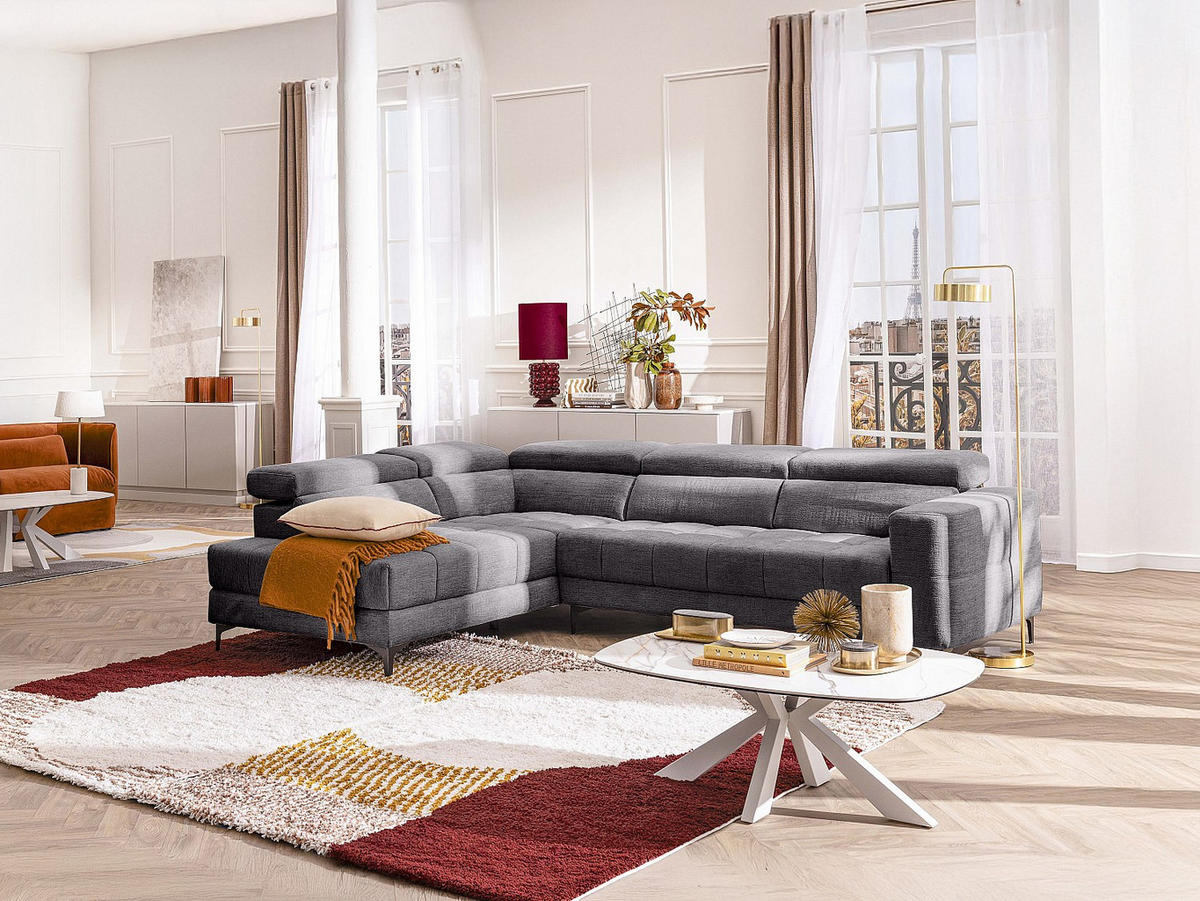 ECKRELAXSOFA elektrisch - Ecke links - mit ausziehbarer Sitzfläche - Stoff - Anthrazit - MONISO - Anthrazit, Textil (298/211.5cm) - Vente-Unique