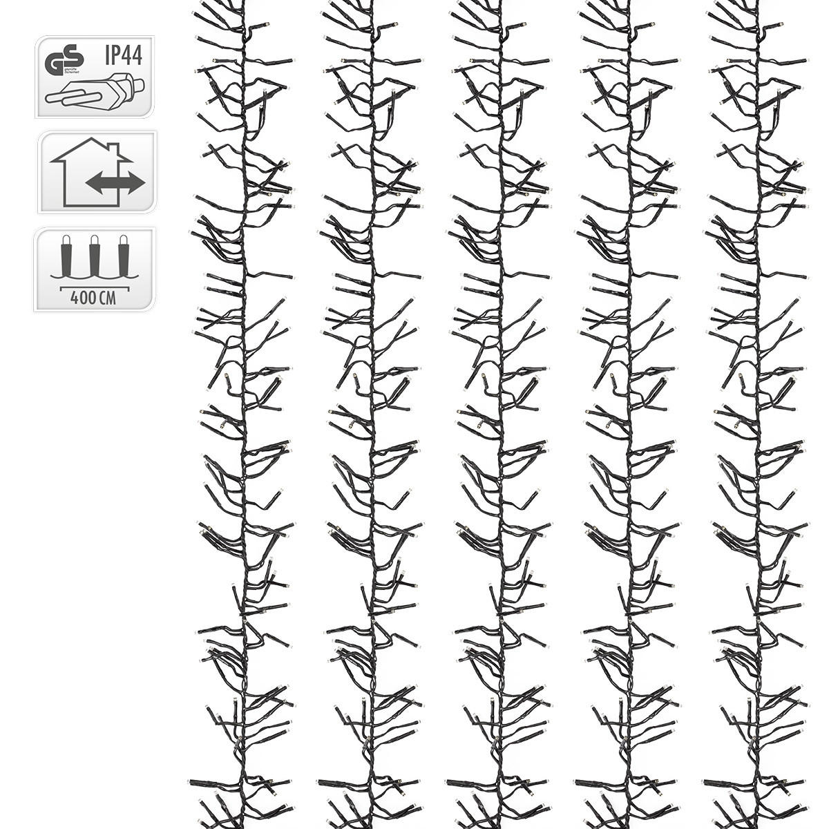 LED CLUSTER LICHTERKETTE 4m 576 LED Warmweiß Wetterfest Innen/Außen - Grün, Kunststoff (400cm) - ECD-Germany