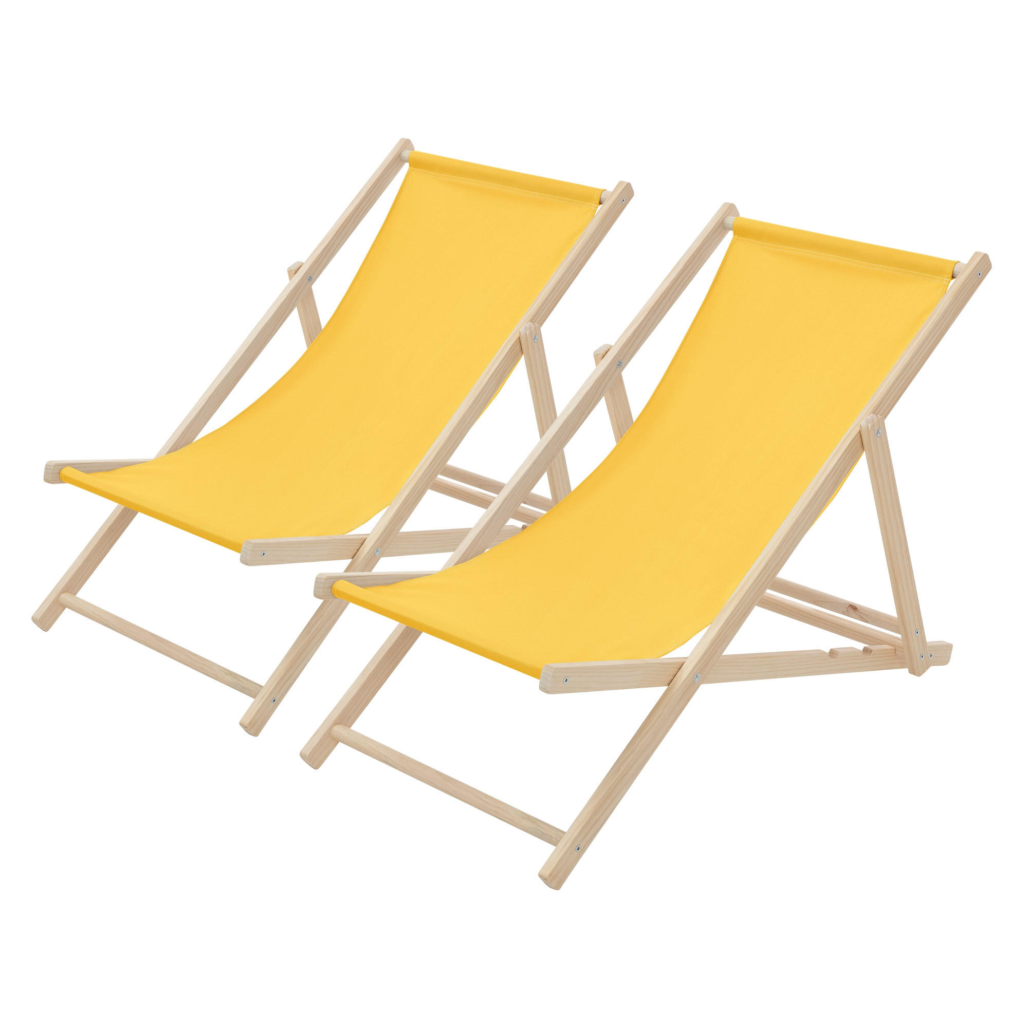 LIEGESTUHL 2er Set Gelb - Gelb, Holz (57.5/83/100cm) - ECD-Germany