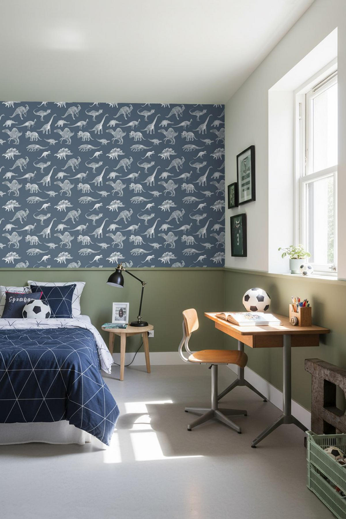 TAPETE Dinosaurier 50 x 900 cm - Blau, Papier (50/0.1cm) - ESTAhome