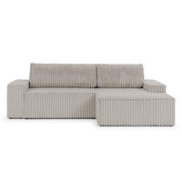 ECKSOFA Rivio mit Schlaffunktion und Bettkasten, Plüschcord Hellgrau - Hellgrau/Schwarz, Holz/Kunststoff (262/149cm) - S-Style