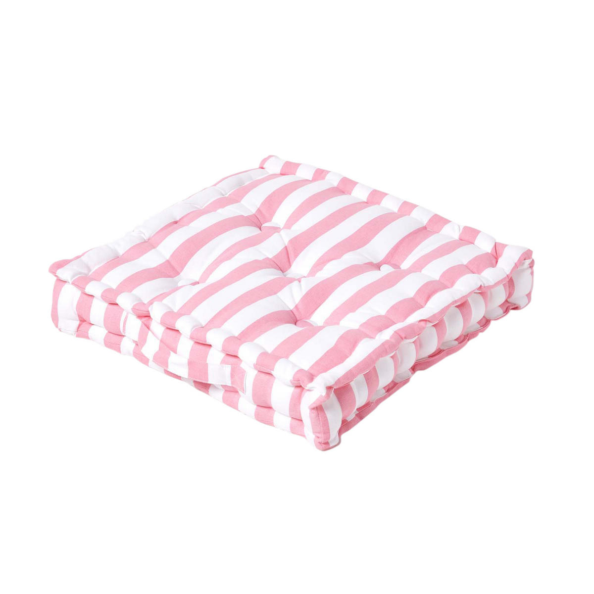 SITZKISSEN rosa-weiß gestreift 40/40/8 cm - Rosa, Textil (40/40/8cm) - Homescapes