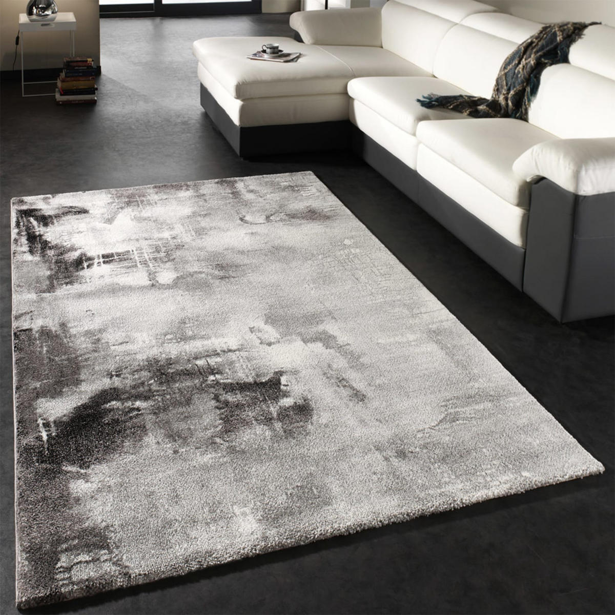 TEPPICH Kurzflor Abstrakt Wohnzimmer schmutzabweisend Hellgrau Rechteckig 120x170 - Grau, Textil (120/170cm) - KADIMA DESIGN