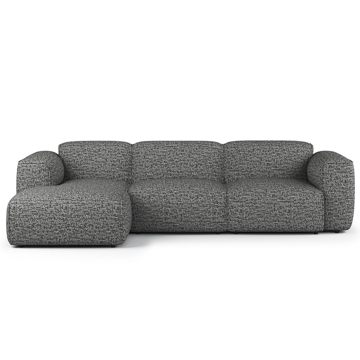 3-SITZER ECKSOFA mit Longchair - Schwarz/Grau, Kunststoff/Textil (284/173cm) - home24