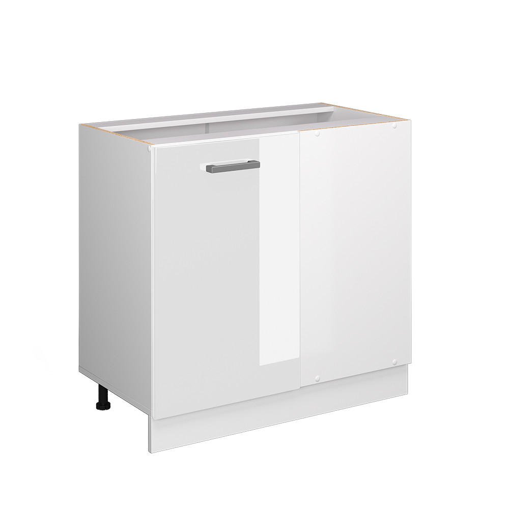 ECKUNTERSCHRANK R-Line Weiß Hochglanz 86 cm ohne AP - Weiß Hochglanz/Weiß, Holzwerkstoff (86/81.6/46cm) - Vicco