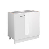 ECKUNTERSCHRANK R-Line Weiß Hochglanz 86 cm ohne AP - Weiß Hochglanz/Weiß, Holzwerkstoff (86/81.6/46cm) - Vicco