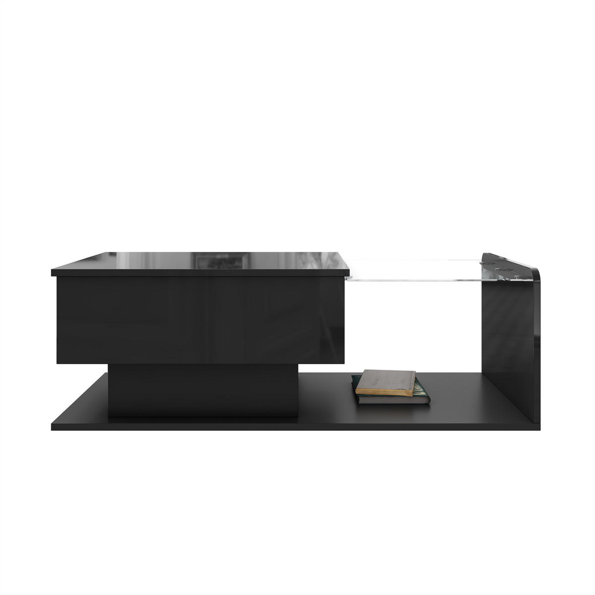 COUCHTISCH Schwarz 100/50/33–47,5 cm - Schwarz, Holzwerkstoff (50/100/33cm) - PANGIVO