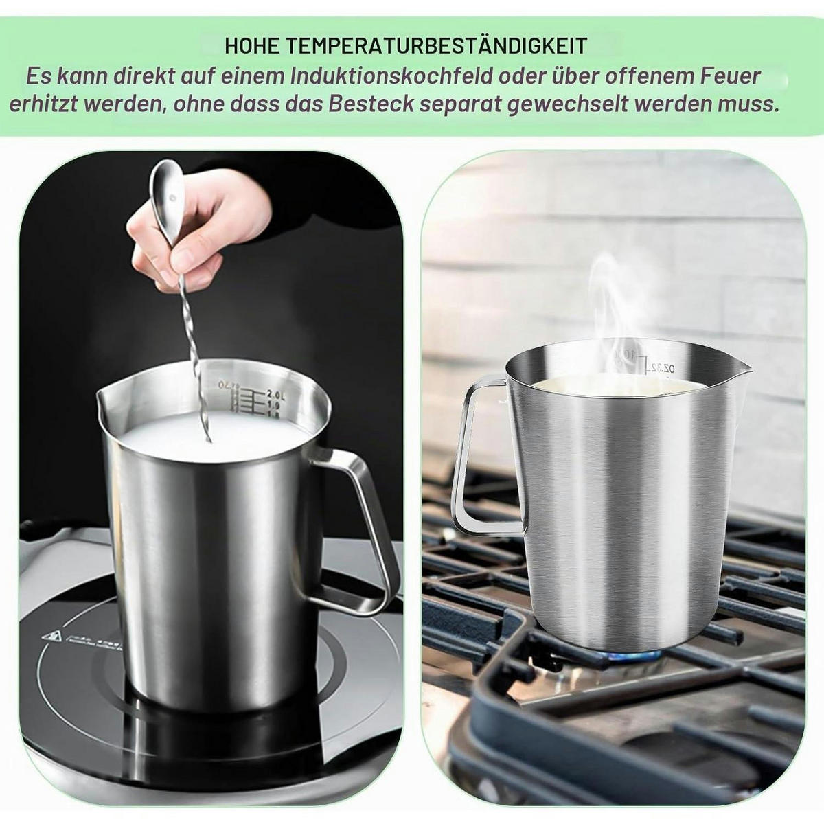 MESSBECHER 1L Edelstahl mit Skala - Silberfarben, Metall (1L)
