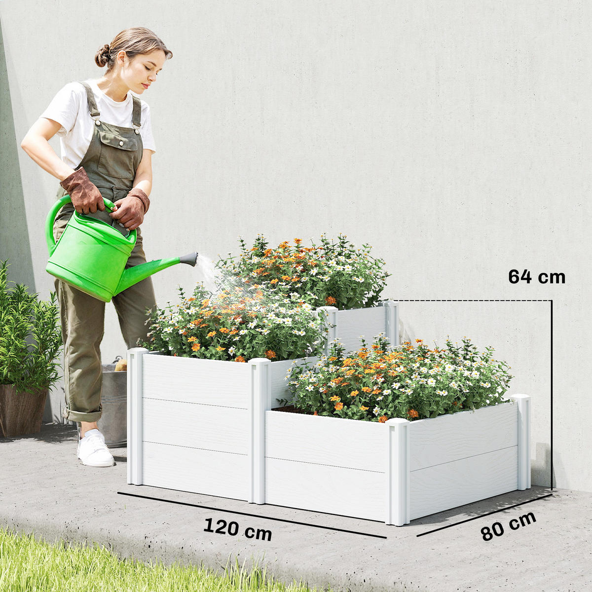 HOCHBEET Kunststoff Weiß - Weiß, Kunststoff (80/64/120cm) - Outsunny