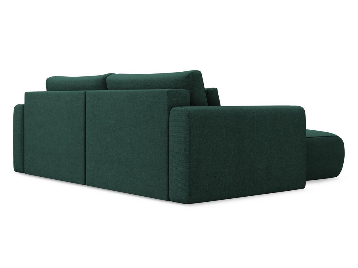 ECKSOFA mit Schlaffunktion Strukturstoff Stoff Grün - Dunkelgrün/Schwarz, Kunststoff/Textil (149/240cm) - Makamii