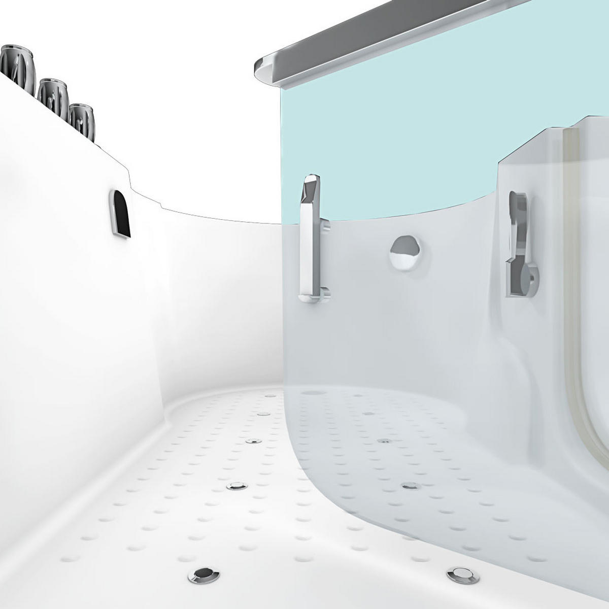 SENIORENWANNE mit Tür S12-TH-AIR-L - Weiß, Glas/Kunststoff (85/60/170cm) - AcquaVapore by Sandra Jentho