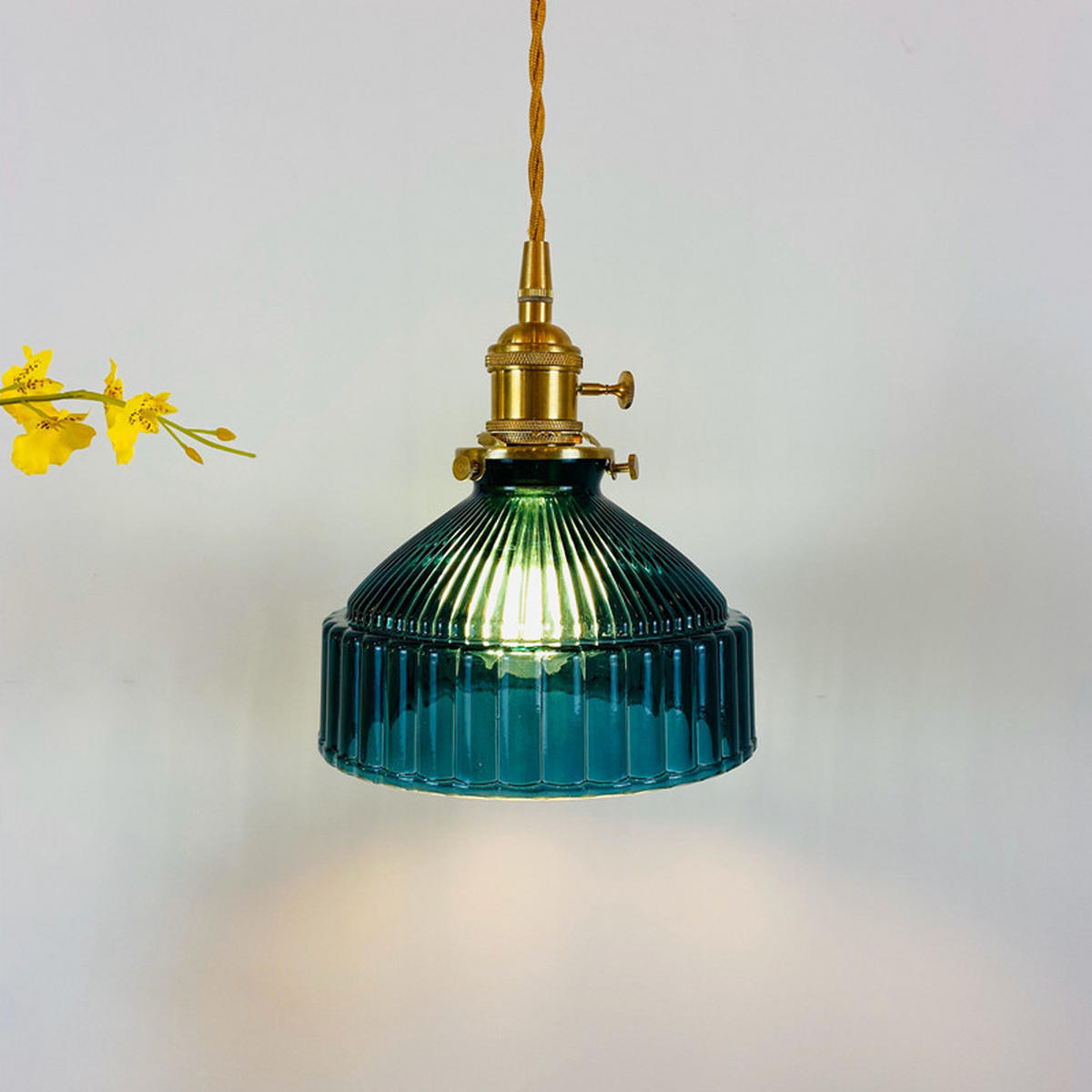 PENDELLEUCHTEN,MESSING und Glas, 220 V, 4 W, E27, 18 cm Durchmesser，Dunkelblau - Blau, Glas (18/18/20cm) - Weltevree