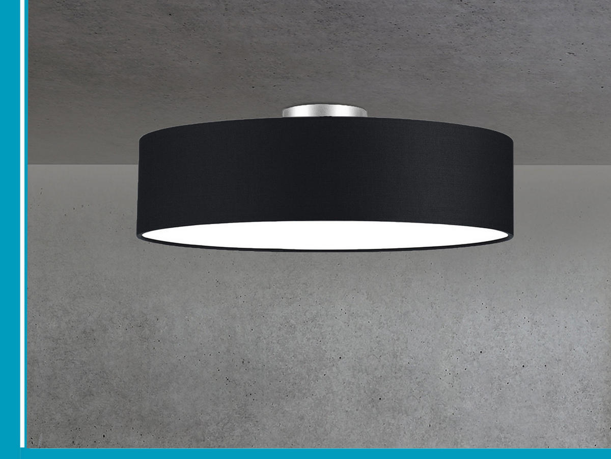 DECKENLAMPE Ø50cm, Lampenschirm Stoff Schwarz - Schwarz, Textil (50/50/19cm) - meineWunschleuchte