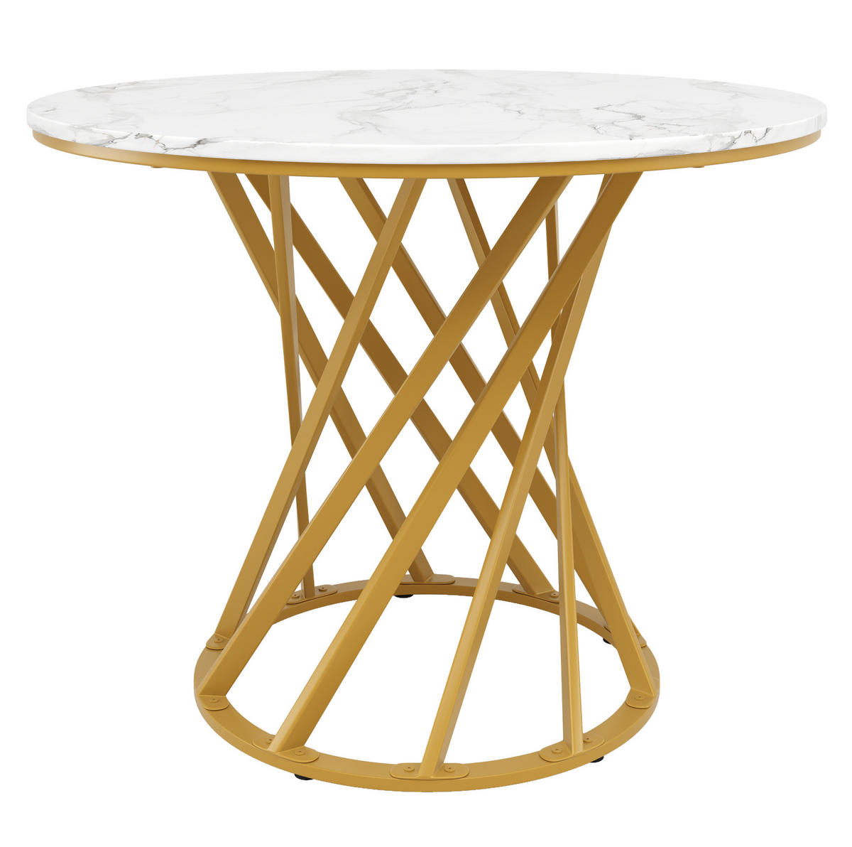 JEDÁLENSKÝ stôl 80/80/76 cm MDF a kov zlatá/biela - zlatá, kompozitné drevo (80/80/76cm) - BEAOK