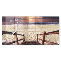WANDUHR 60x30 cm - Feuerblume - Beige, Glas (60/30/0.4cm) - TULUP