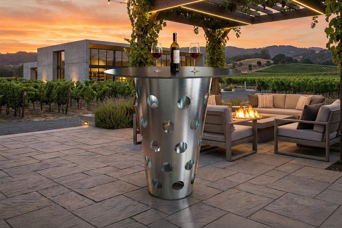 BARTISCH VINO Silber Metall - Silberfarben, Metall (90/90/111cm) - KAWOLA