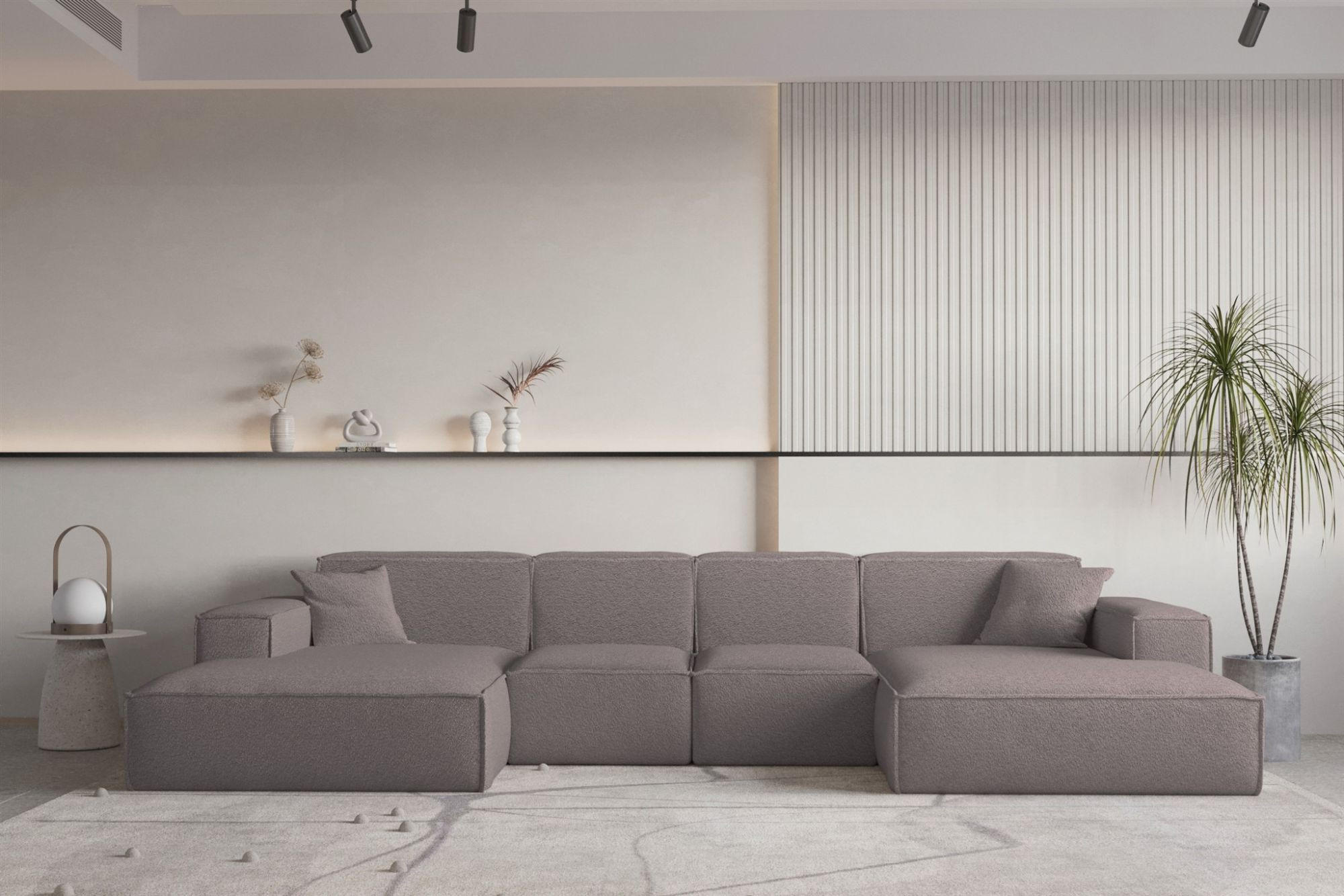 WOHNLANDSCHAFT Celes Premium Xs Bukla - Taupe, Holzwerkstoff/Textil (342/73/165cm) - Fun Möbel