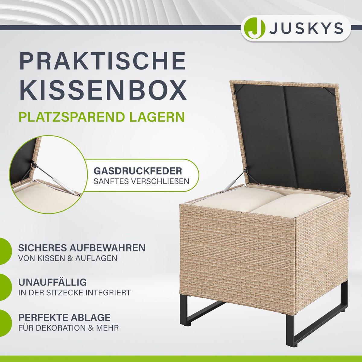 LOUNGEGARNITUR Santorini creme / sand - Beige, Kunststoff - Juskys
