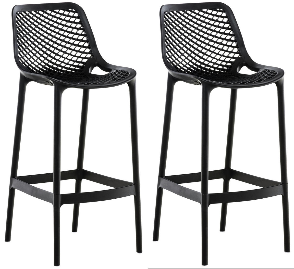 BARHOCKER 2er Set Kunststoff schwarz - Schwarz, Kunststoff (45/105/53cm) - CLP
