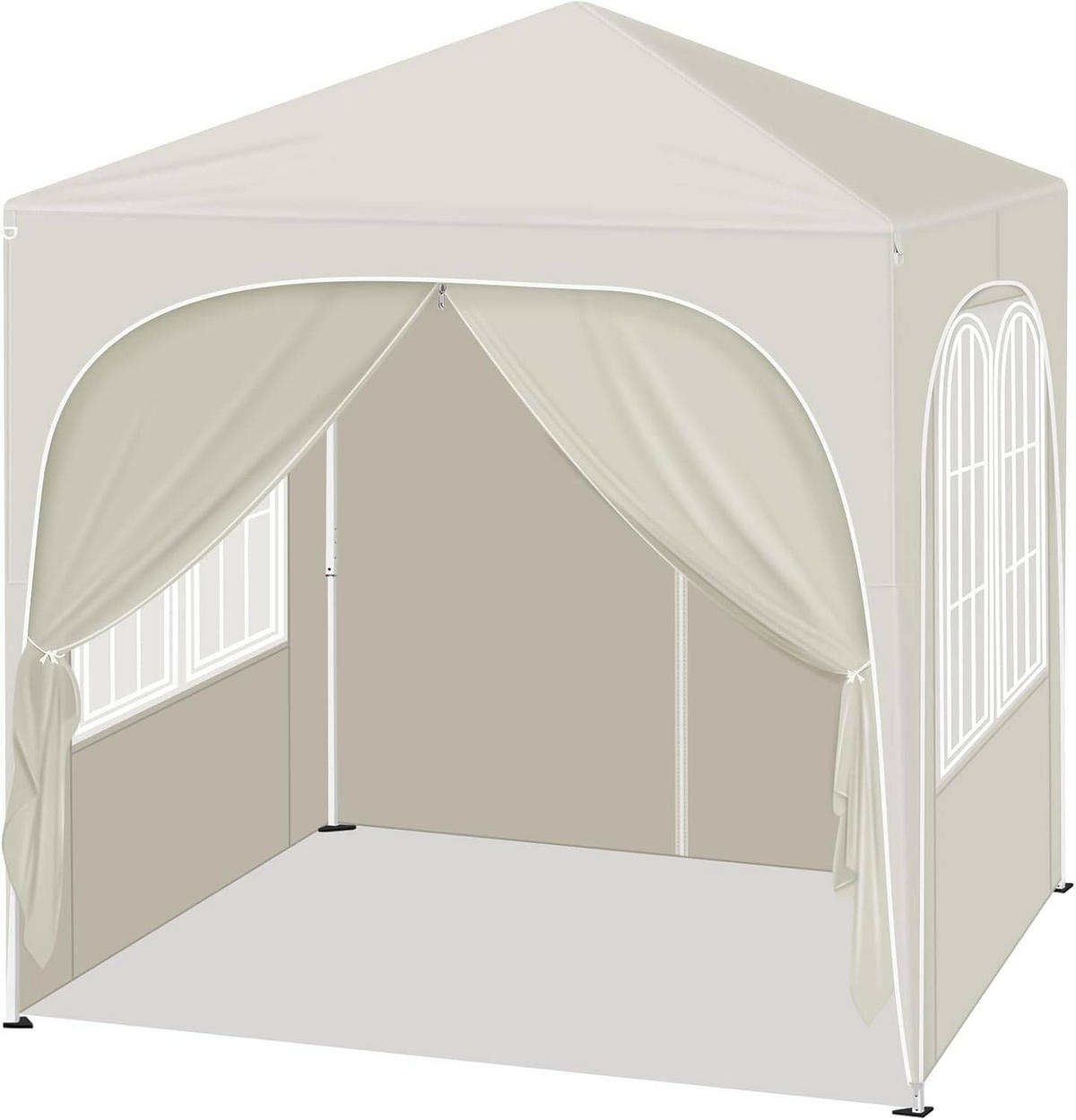 PAVILLON 2x2m mit 4 abnehmbaren Wänden, 3-stufig Höhenverstellbar - Beige, Metall (200/240/200cm) - Woltu