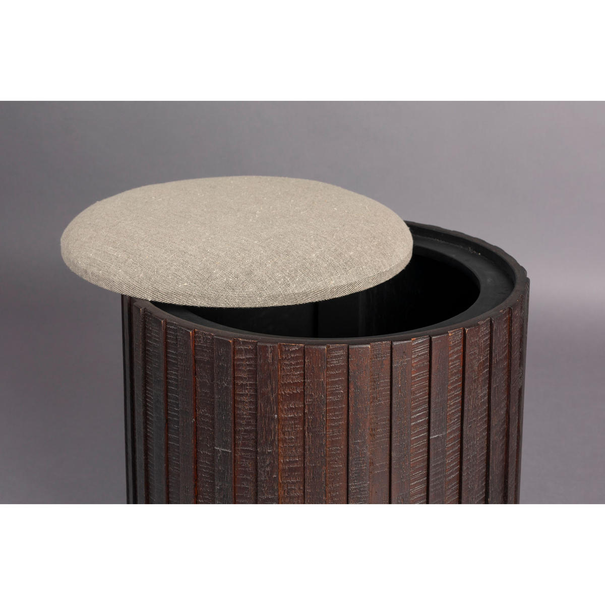 SITZHOCKER Bay Mit Stauraum Organisch Rund - Beige/Braun, Holz (40/48/40cm) - Dutchbone