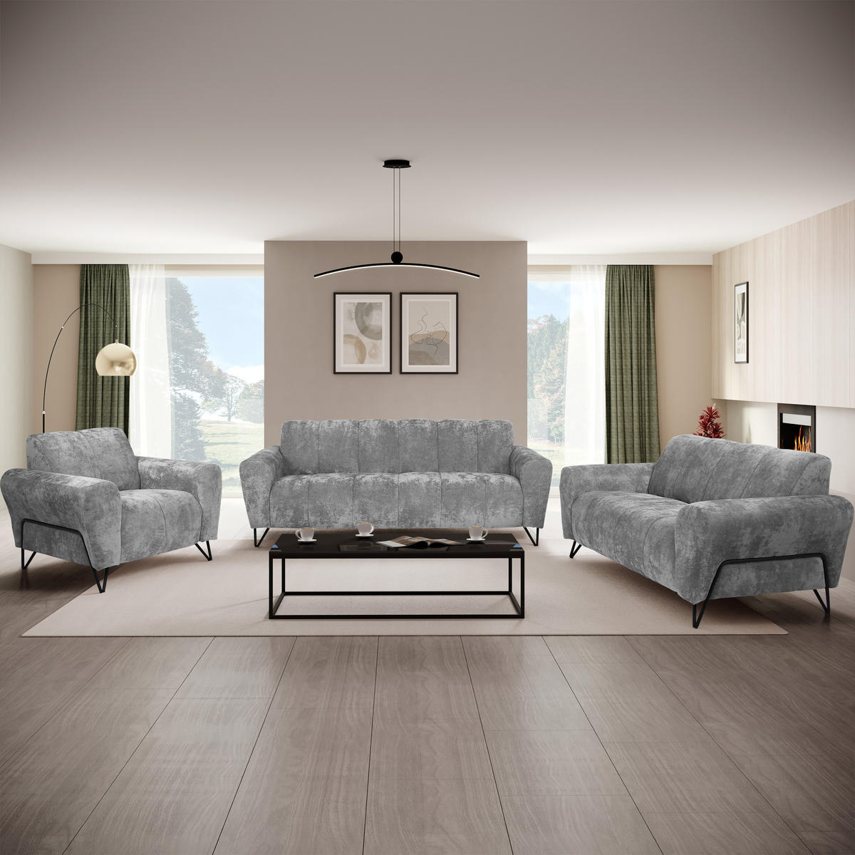 2-SITZER SOFA Volare grau - Schwarz/Grau, Textil/Metall (160/83/98cm) - Beautysofa