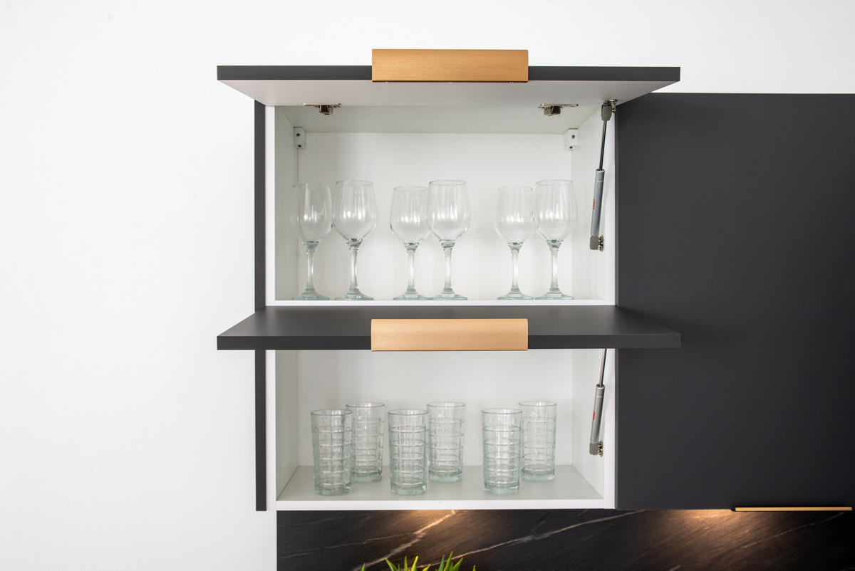 ECKKÜCHE 190 x 180 cm - MAX & KATE KS6-G350 - in Grau/Anthrazit - Anthrazit/Goldfarben, Holz/Holzwerkstoff (190/213.3/180cm) - Royal24_Markt