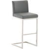 BARHOCKER Lederlook Grau - Edelstahlfarben/Grau, Textil/Metall (42/104/48cm) - CLP