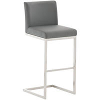 BARHOCKER Lederlook Grau - Edelstahlfarben/Grau, Textil/Metall (42/104/48cm) - CLP