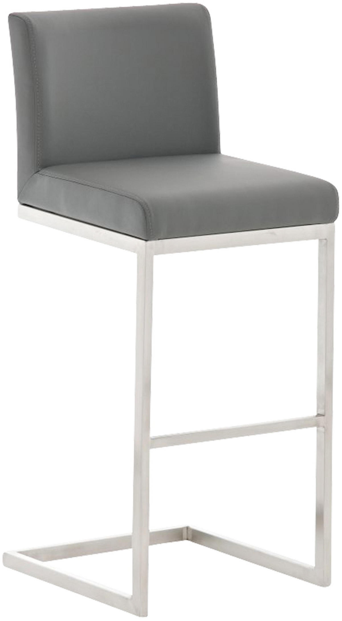 BARHOCKER Lederlook Grau - Edelstahlfarben/Grau, Textil/Metall (42/104/48cm) - CLP