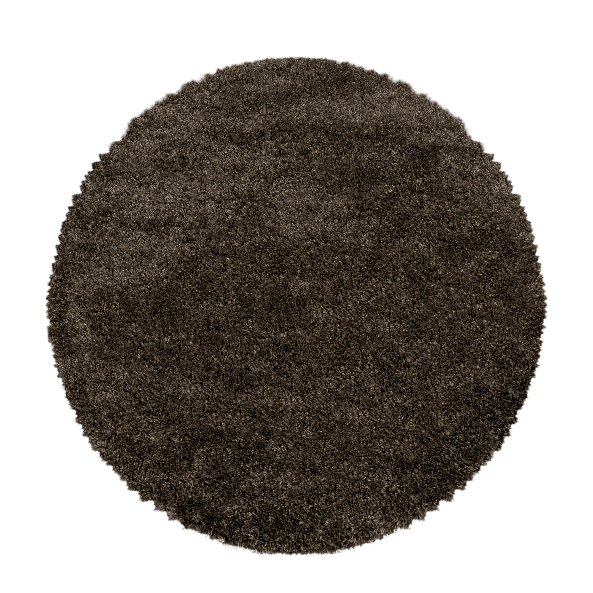 TEPPICH Hochflor Shaggy Uni Style Polypropylen Wohnzimmer Braun Rund 200x200 - Braun, Textil (200/200cm) - KADIMA DESIGN