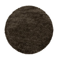 TEPPICH Hochflor Shaggy Uni Style Polypropylen Wohnzimmer Braun Rund 120x120 - Braun, Textil (120/120cm) - KADIMA DESIGN