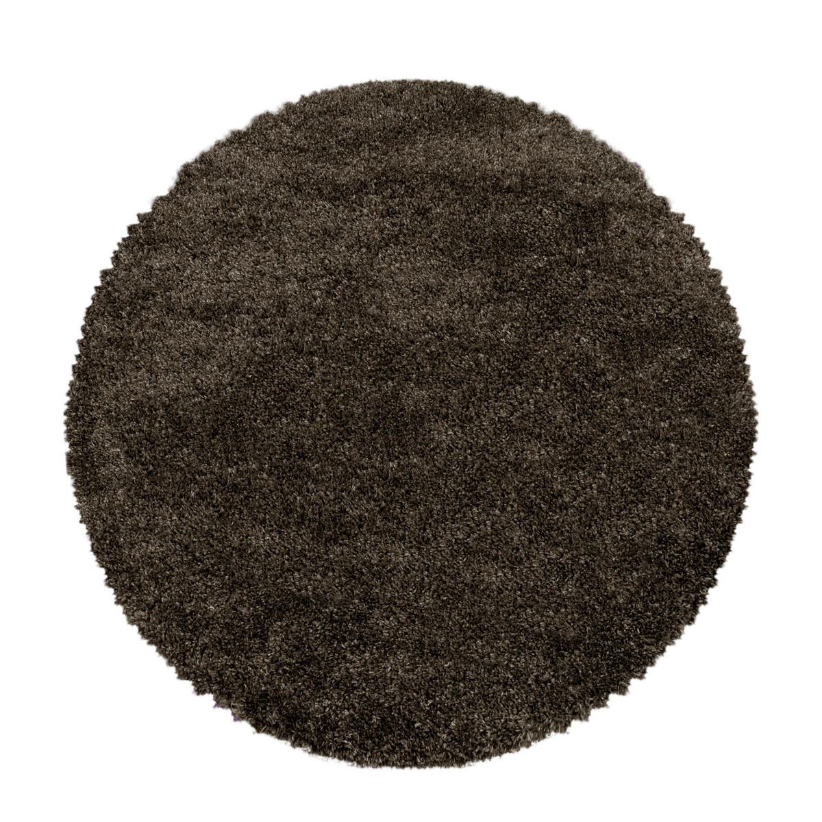 TEPPICH Hochflor Shaggy Uni Style Polypropylen Wohnzimmer Braun Rund 120x120 - Braun, Textil (120/120cm) - KADIMA DESIGN