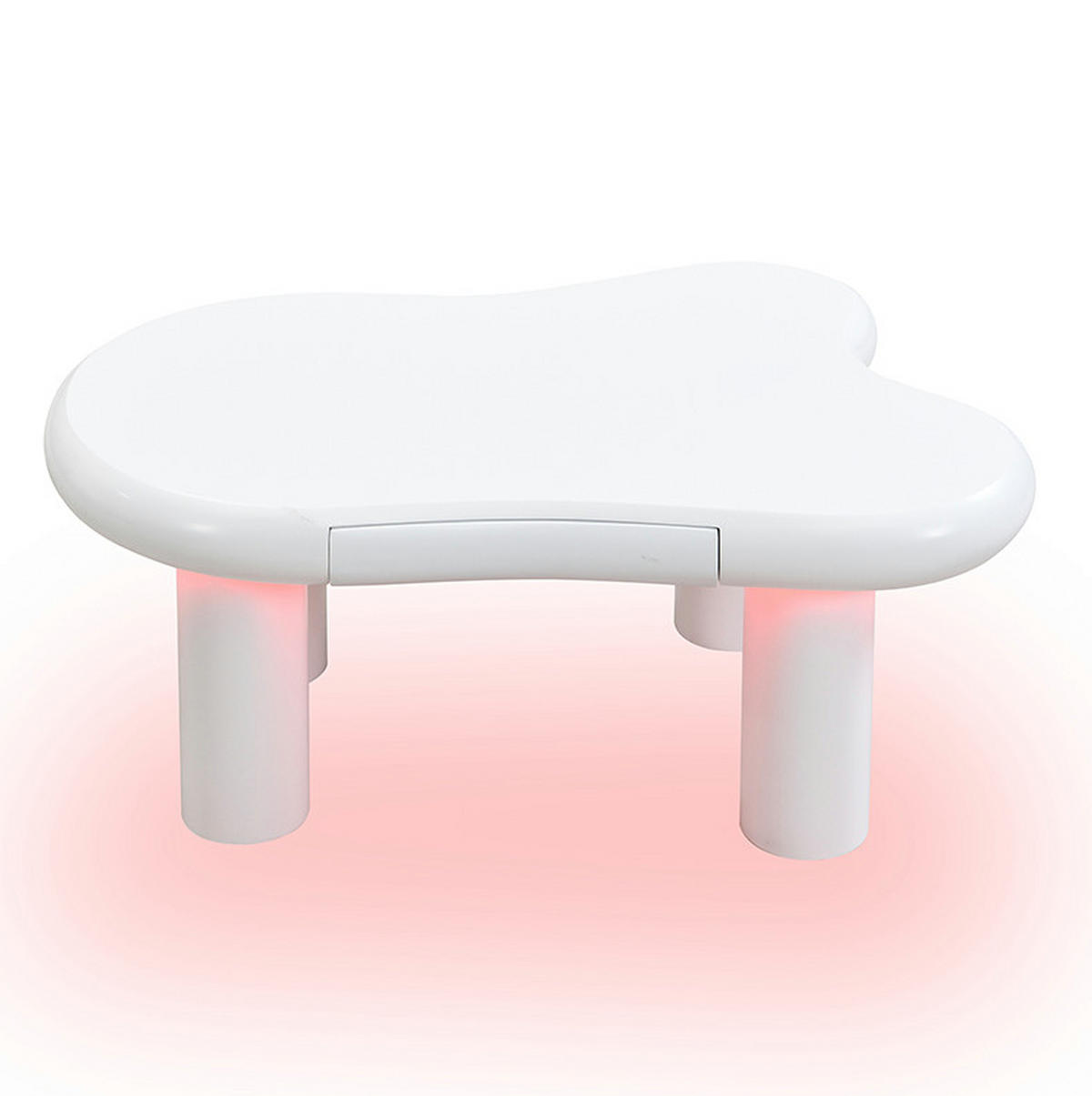 KONFERENČNÍ stolek z MDF, 98/65,5/40 cm bílý, s LED osvětlením a zásuvkou - bílá, kompozitní dřevo (98/65.5/40cm) - BEAOK