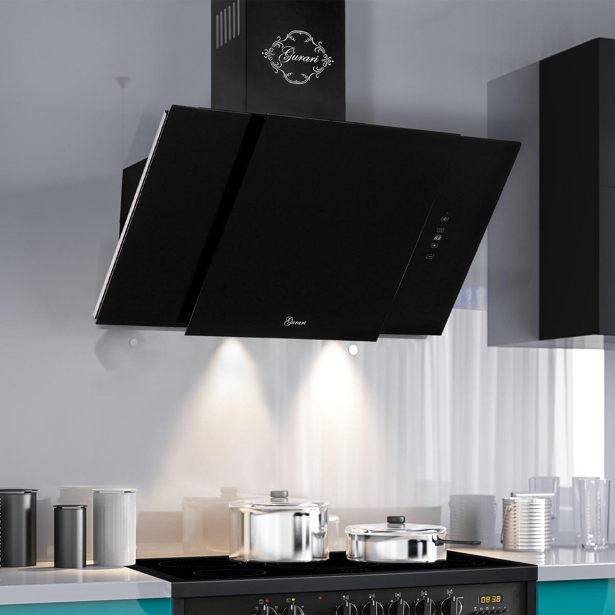DUNSTABZUGSHAUBE GCH S 171 90 BL Prime + Umluftset, 90 cm Schwarz - Schwarz, Metall (90/102.5/40.5cm) - Gurari