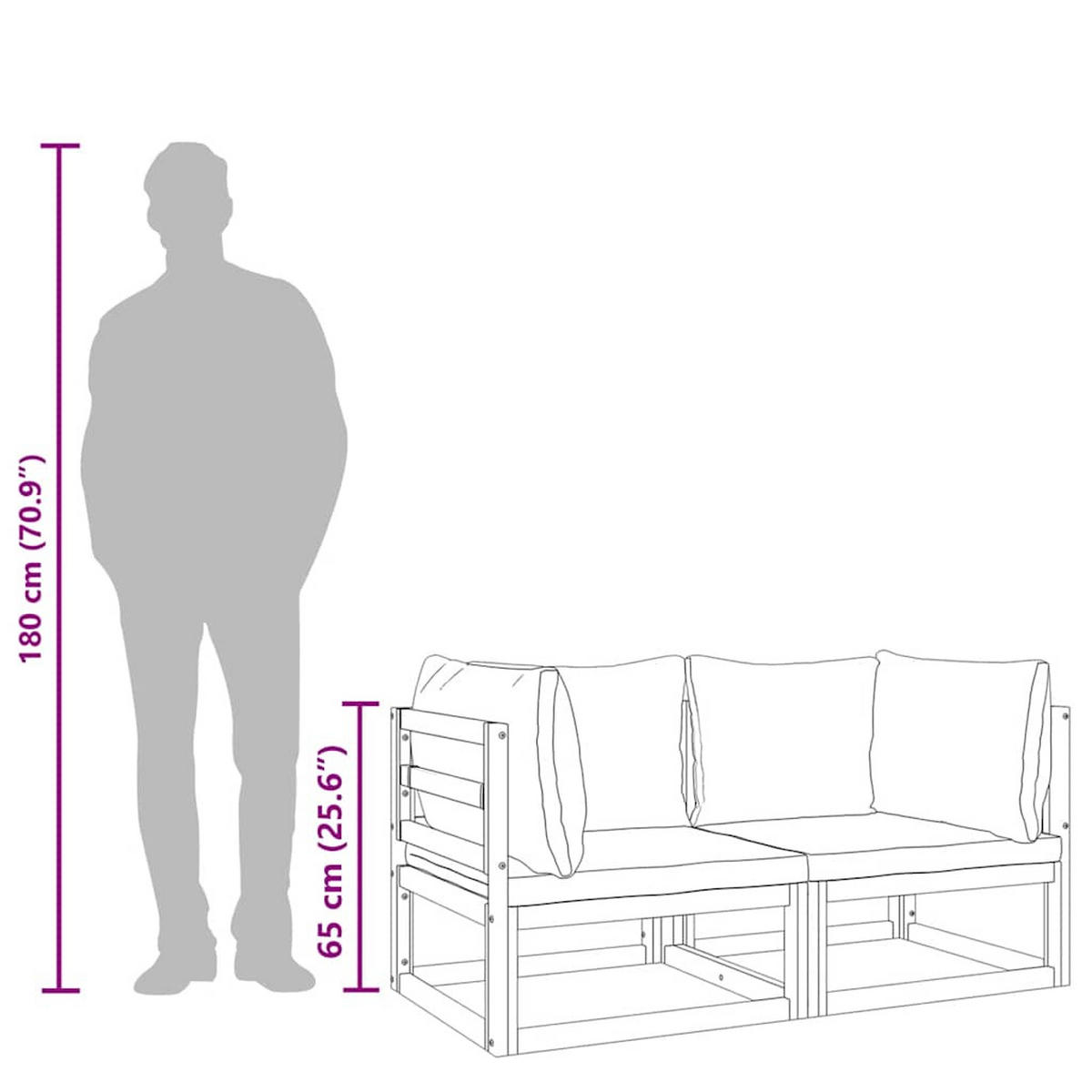MODULAR-ECKSOFAS 2 Stk. Mit Grünen Kissen Massivholz Akazie - Grün, Holz (70.5/65/141cm) - vidaXL