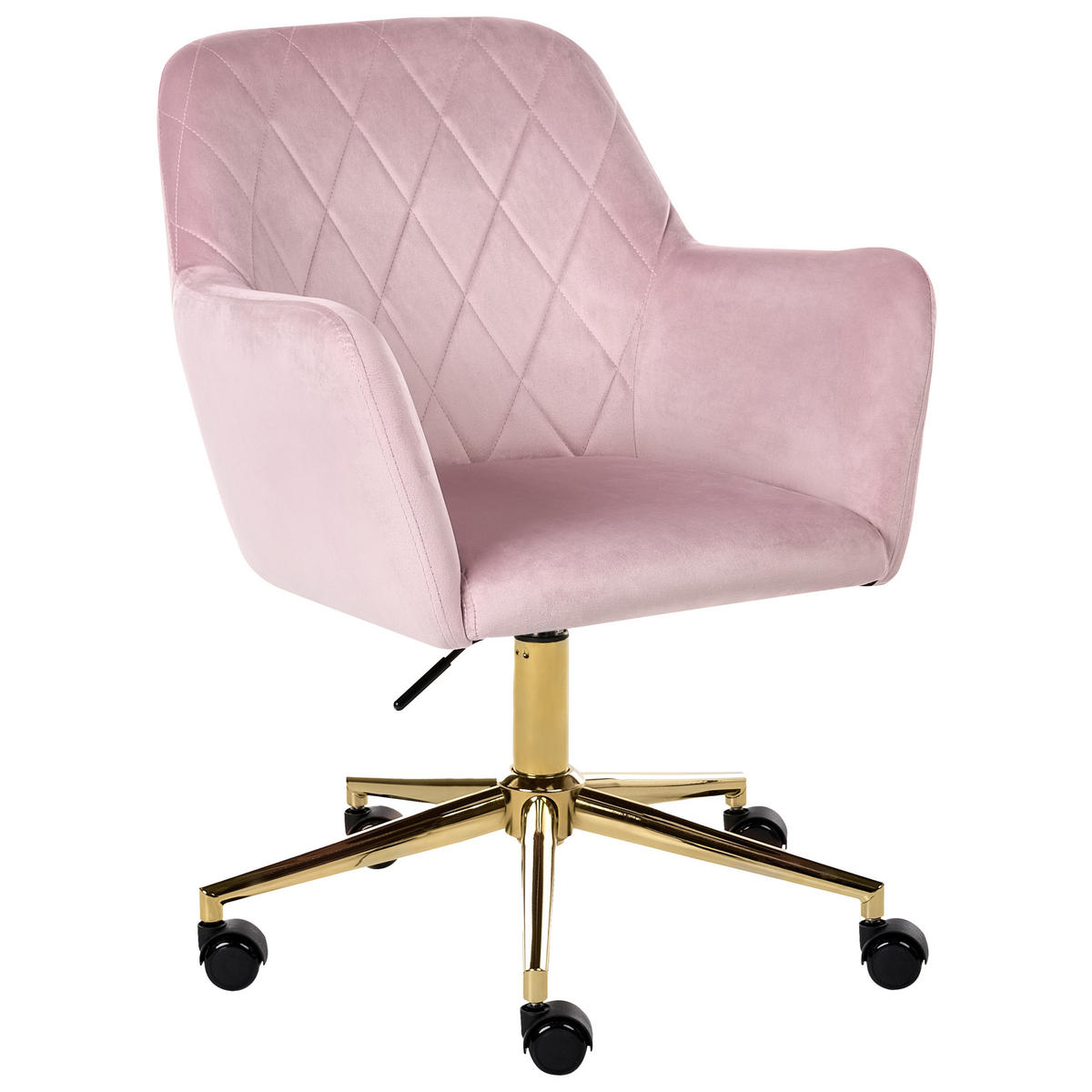 SCHREIBTISCHSTUHL Samtstoff Pastellrosa Leloria - Pink, Textil (60/83/60cm) - Beliani