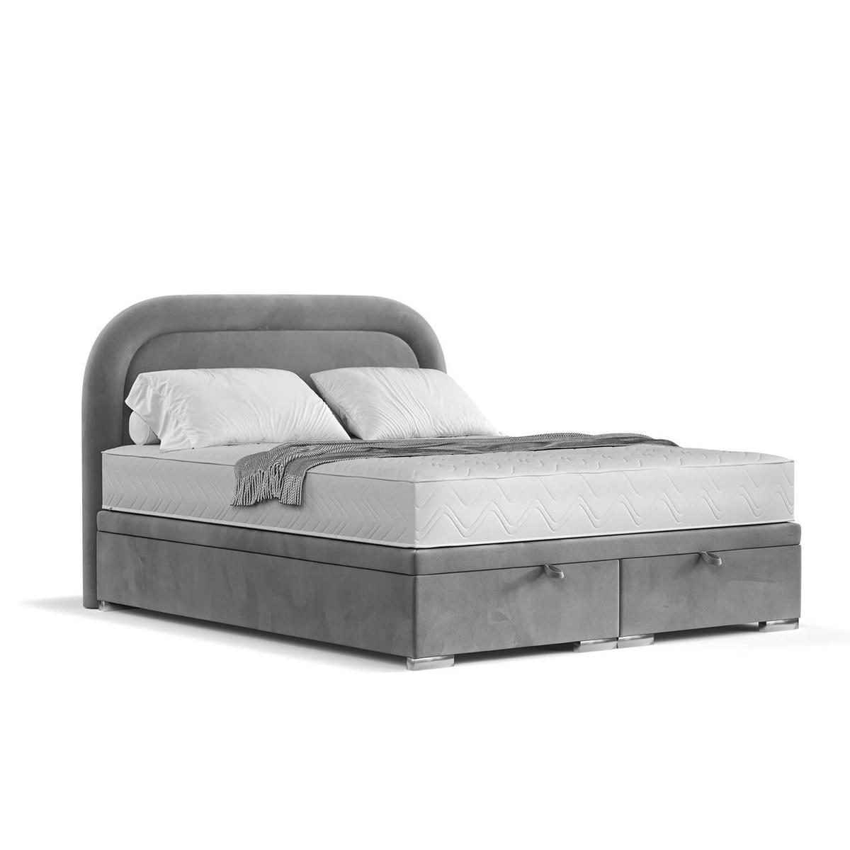 POLSTERBETT Harmony mit Stauraum 140/200 cm Grau im Uttario Stoff - Chromfarben/Grau, Holz/Holzwerkstoff (140/200cm) - AltaBeds