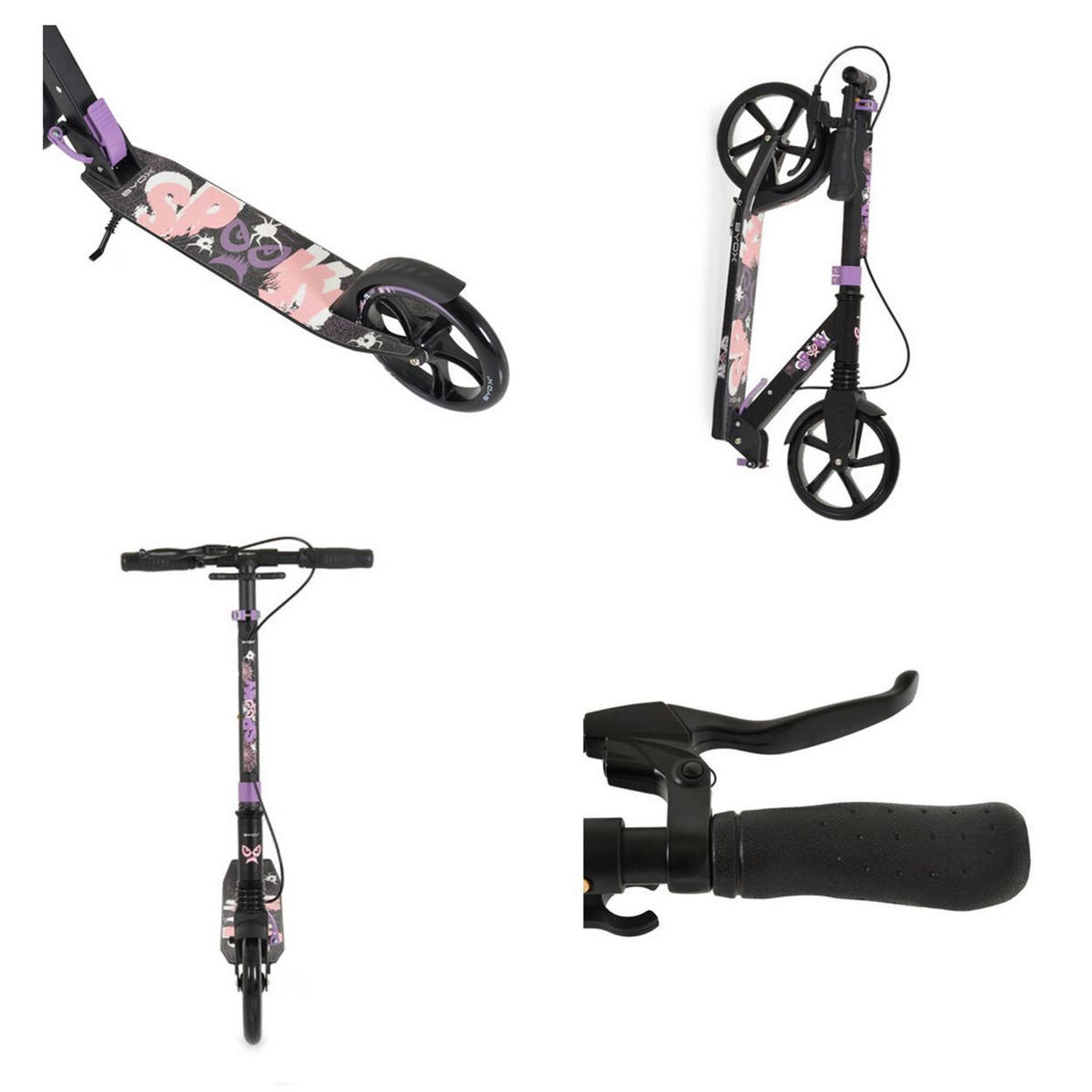 KINDERROLLER Spooky lila Aluminiumdeck, Stoßdämpfer vorne, ABEC-7, Anti-Rutsch-Beschichtung - Violett, Metall (85/40/95cm)