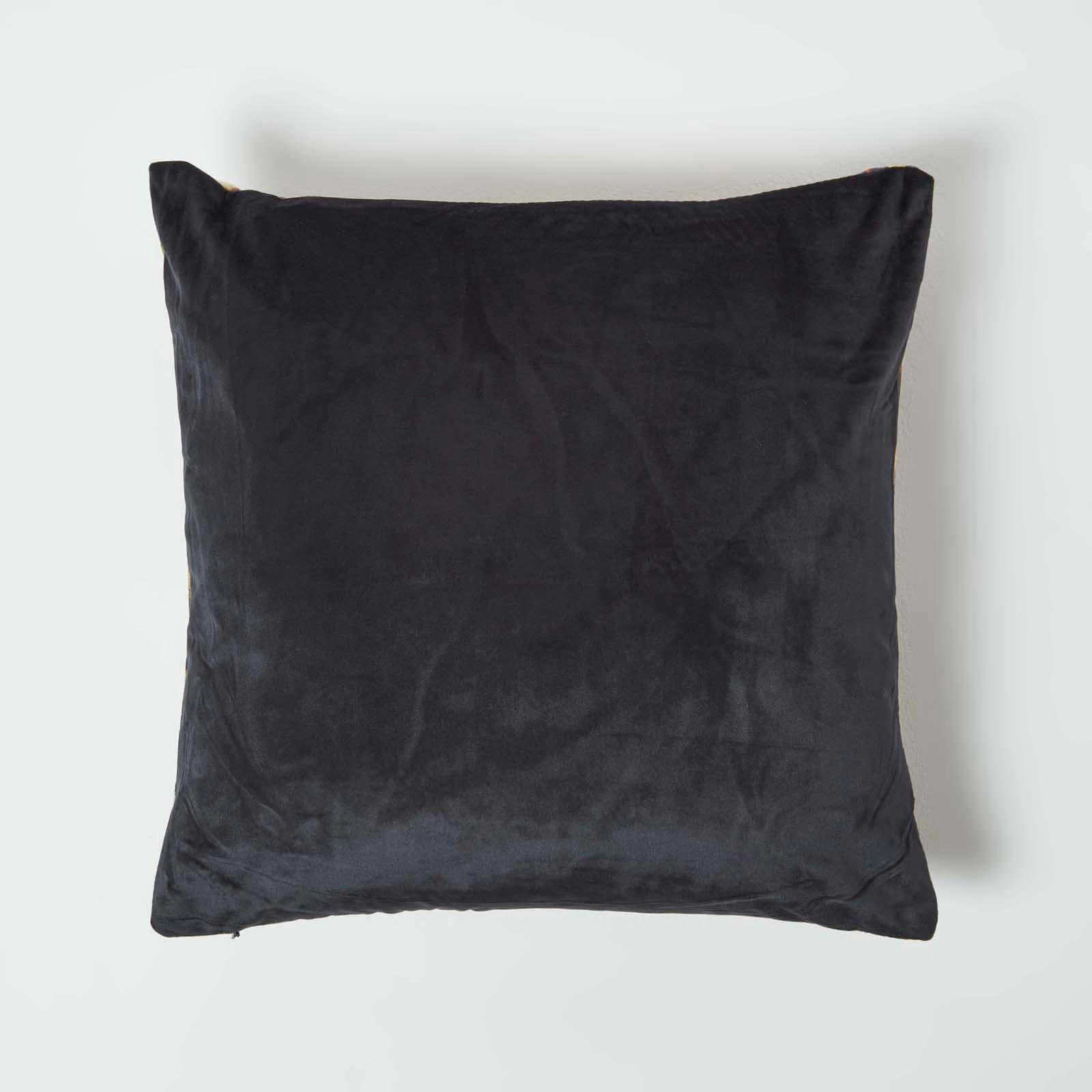 KISSENHÜLLE Tiger – Samt schwarz-gold 46/46 cm - Schwarz, Textil (46/46cm) - Homescapes