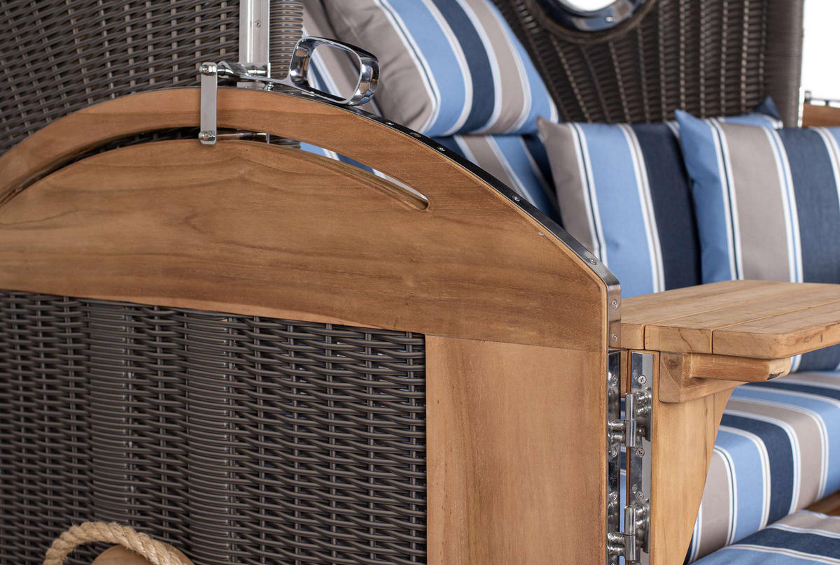 STRANDKORB XL Schillig Bullauge - Blau/Braun, Metall (142/170/95cm) - Mr. Deko