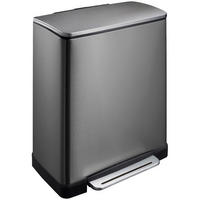 MÜLLEIMER Stilvoller Rechteckiger Mit Extra Breitem Pedal 46 Liter 65 x 50 x 34,5 cm 2 Inneneimer Aus Kunststoff Schwarz - Anthrazit, Metall (50/65/34.5cm) - PROREGAL