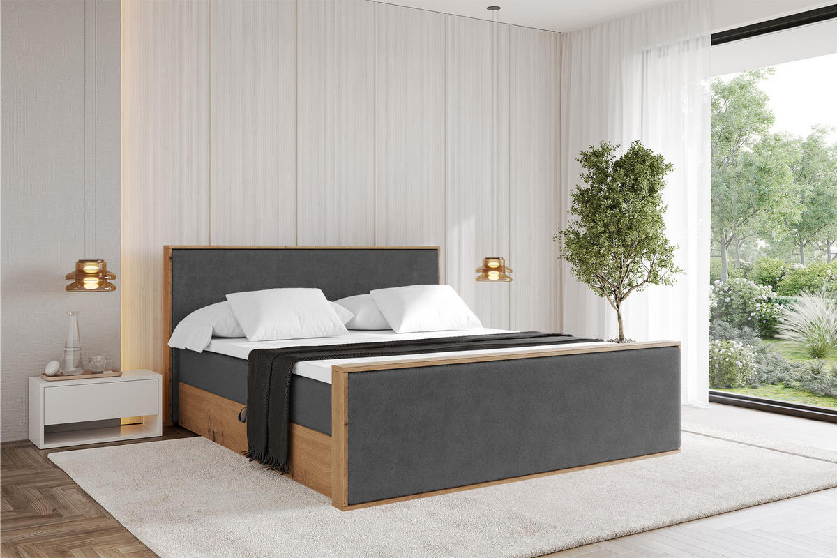 BOXBETT LOLLI9 -Z 120x200 - H4 Dunkelgrau - Graphitfarben, Holzwerkstoff (120/200cm) - ALTDECOR