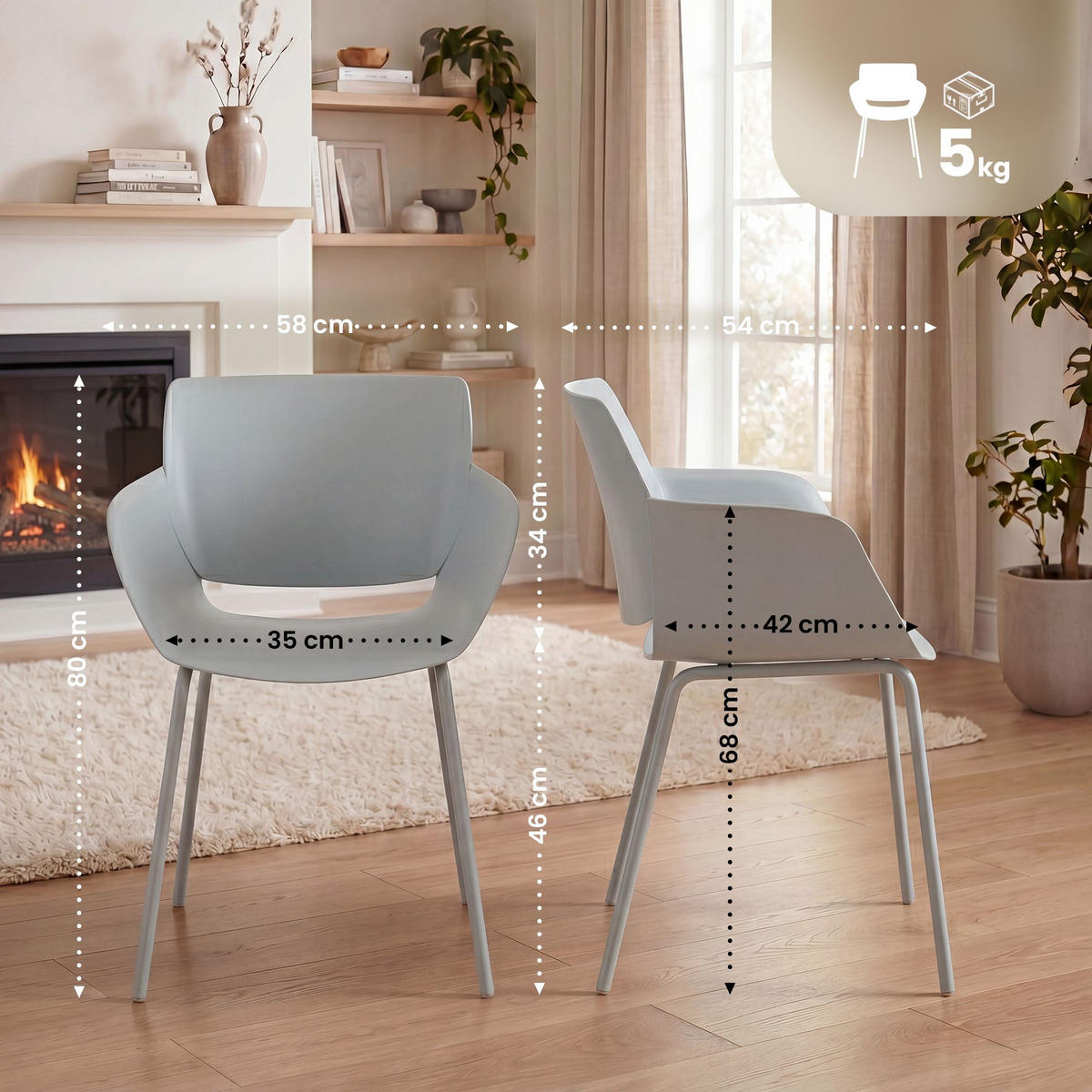 STUHL 2 Kunststoff Türkis - Türkis, Kunststoff/Metall (58/80/54cm) - CLP