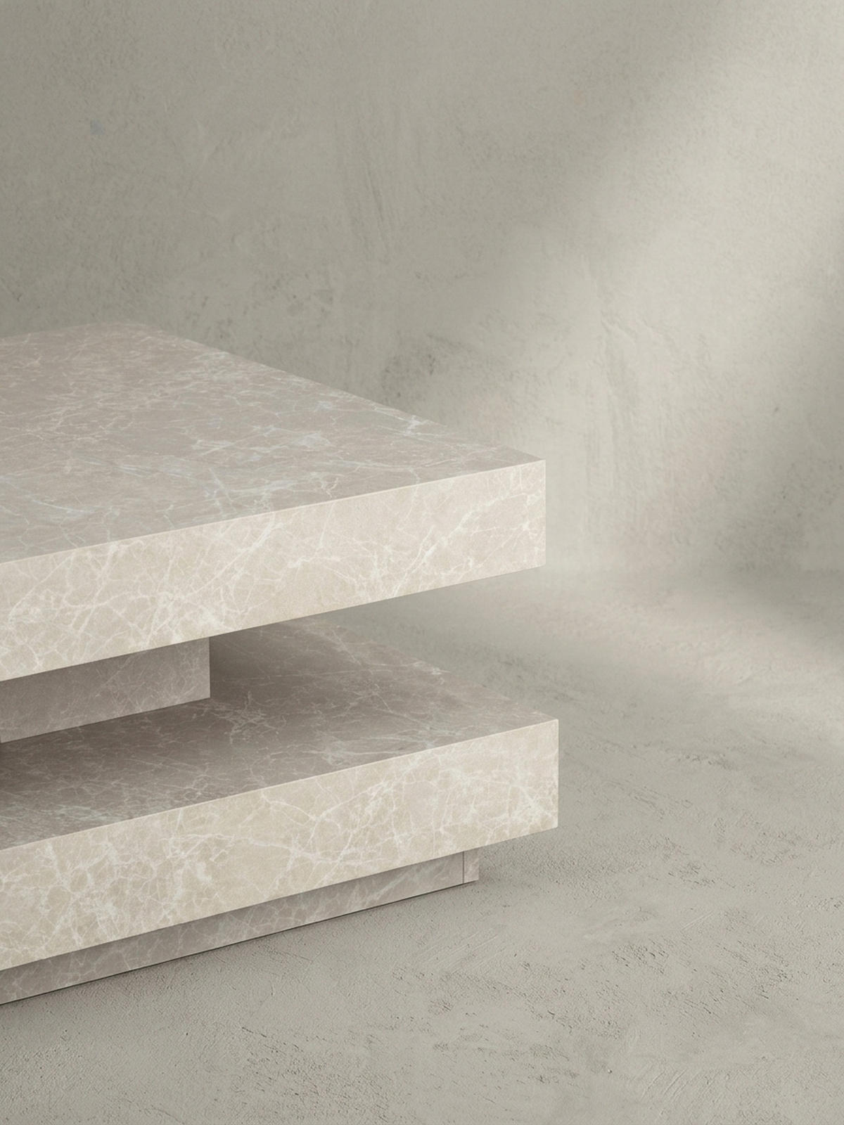 COUCHTISCH in Stein-Optik mit Stauraum, Modernes Design, Quadratisch, Beige 60x60x34 cm - Beige, Holzwerkstoff (60/60/34cm) - KADIMA DESIGN