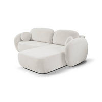 ECKSOFA AMICO R-S Weiß Geflochtener Stoff mit Schlaffunktion - Weiß, Holz (248/174cm) - MASSENO