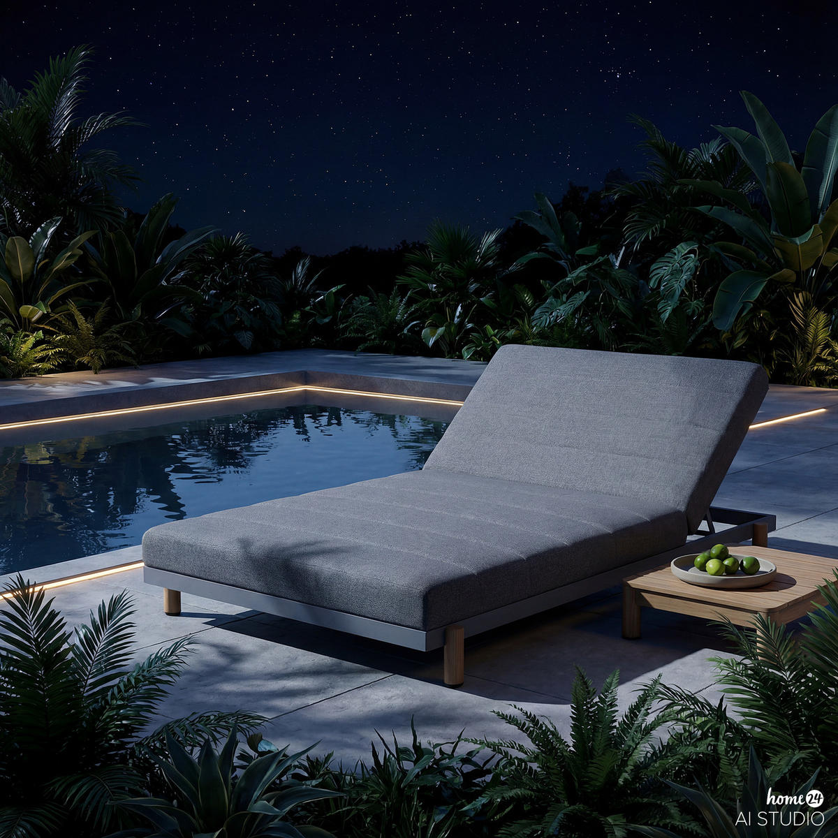 LOUNGESOFA - Olefin - Grau - Grau, Textil/Metall (200/147/38cm) - home24