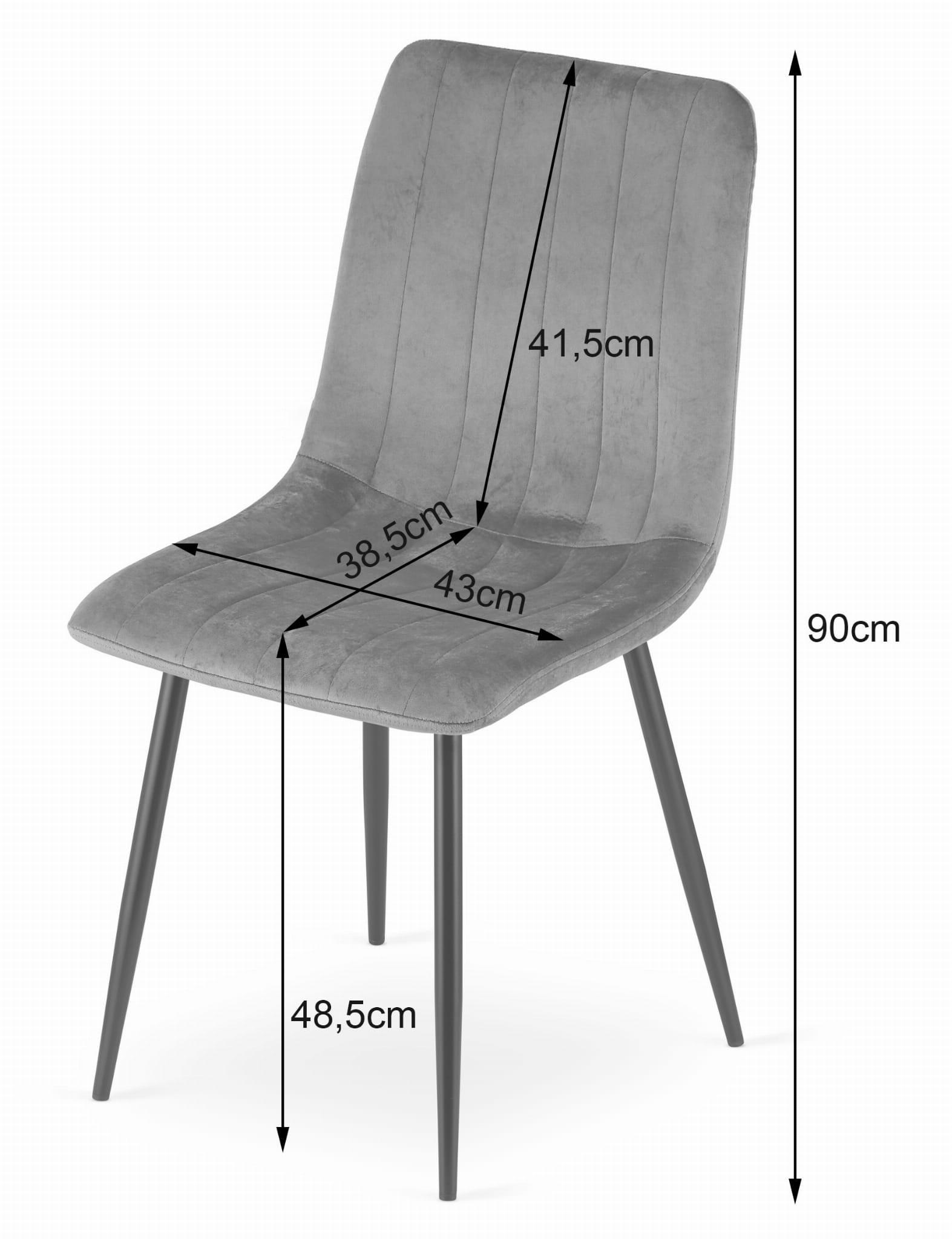 STUHL ORSARA 6-er Set, Grau, mit Samtstoff gepolstert - Hellgrau, Textil/Metall (43/90/51cm) - Komodee